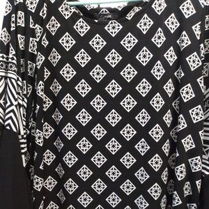 LOVELY, Black and White Tunic Length Blouse